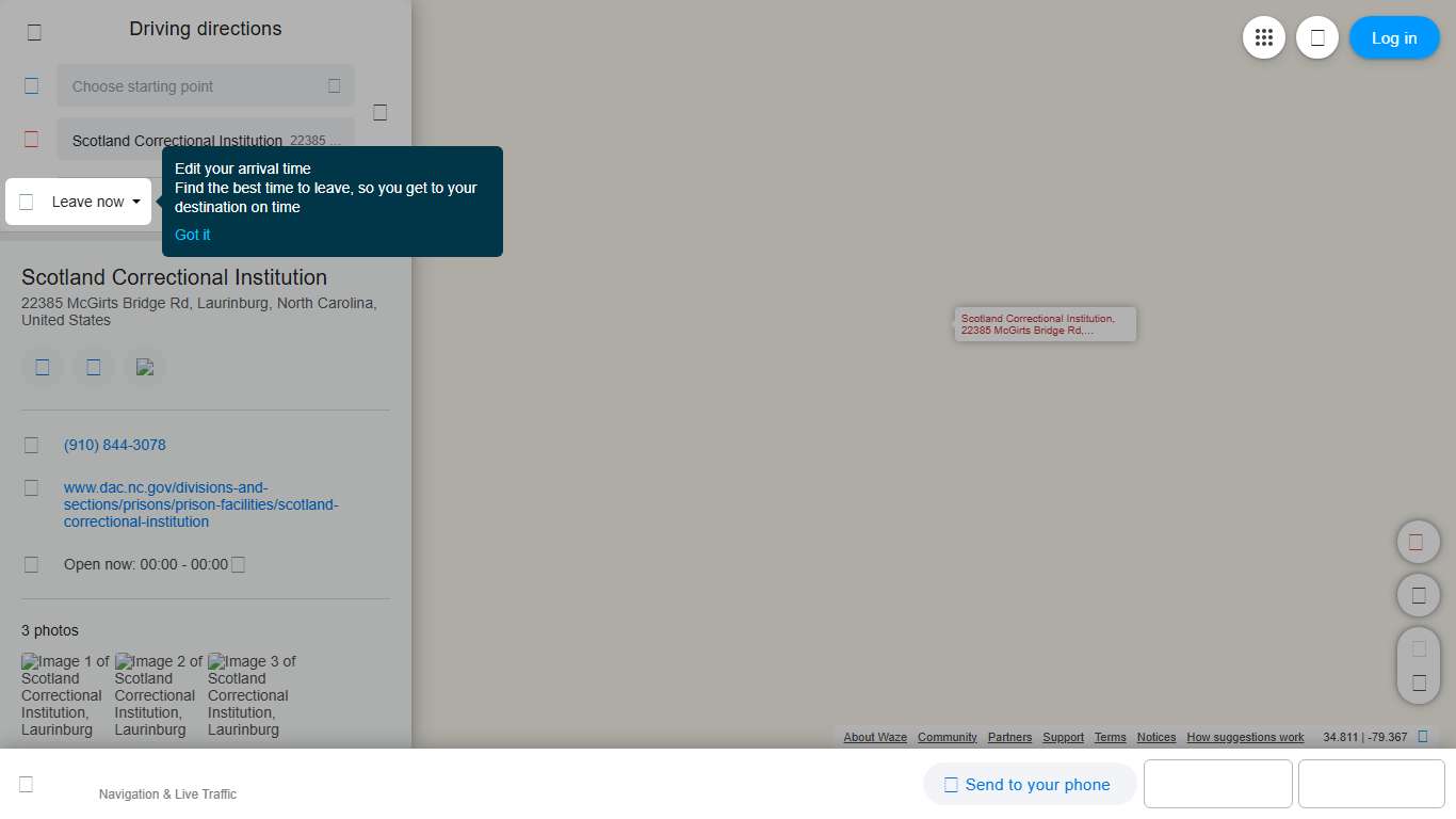 Driving directions to Scotland Correctional Institution, 22385 McGirts Bridge Rd, Laurinburg - Waze