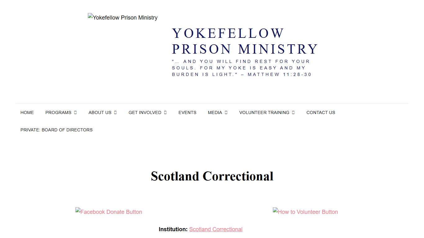 Scotland Correctional - Yokefellow Prison Ministry